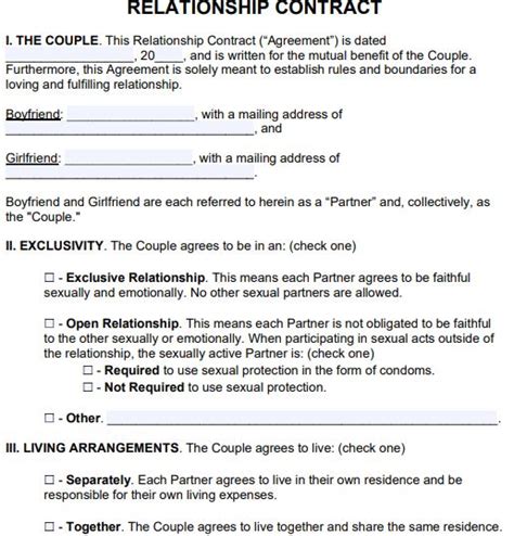 Printable Relationship Contract
